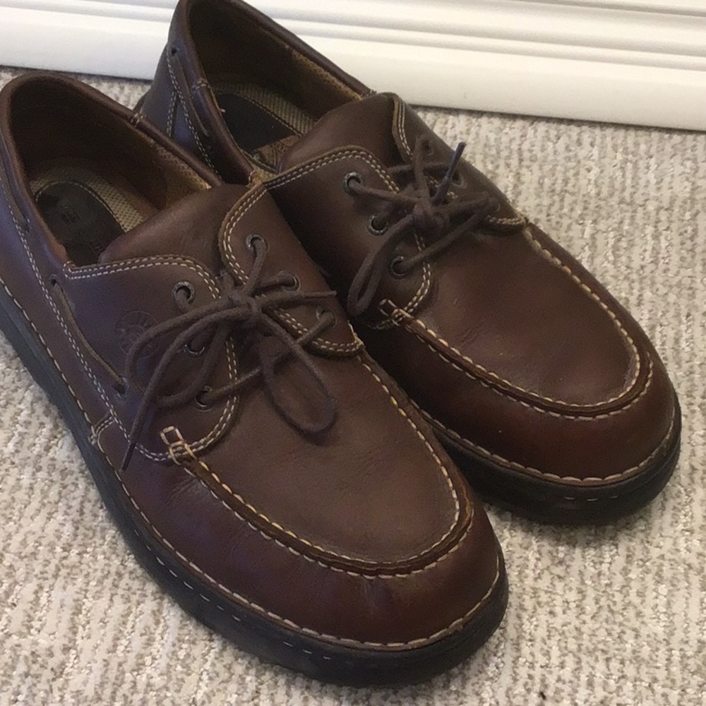 Earth Fiord II brown leather deck casual mens size 13